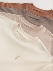 Rust Brown/Cream/Neutral Relaxed Fit Short Sleeve T-Shirts 4 Pack (3-16yrs) - Image 7 of 8