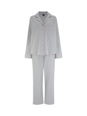 Pour Moi Grey Ribbed Jersey Revere Collar Pyjamas Set - Image 3 of 4