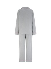 Pour Moi Grey Ribbed Jersey Revere Collar Pyjamas Set - Image 4 of 4