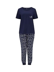 Pour Moi Blue Jersey Cotton Daschund Short Sleeve Pyjamas Set - Image 2 of 3