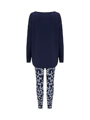 Pour Moi Blue Soft Touch Jersey Legging Pyjamas Set - Image 4 of 4
