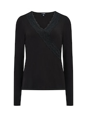 Pour Moi Black Sofa Loves Lace Hidden Support Long Sleeve Tshirt - Image 3 of 4