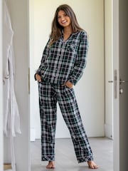 Pour Moi Green Cosy Check Brushed Cotton Pyjamas Gift Set - Image 2 of 4