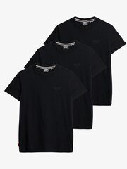 Superdry Black Cotton Essential Logo T-Shirts 3 Pack - Image 1 of 3