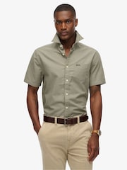 Superdry Green City Cotton Linen Short Sleeve Shirt - Image 1 of 4