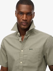 Superdry Green City Cotton Linen Short Sleeve Shirt - Image 4 of 4