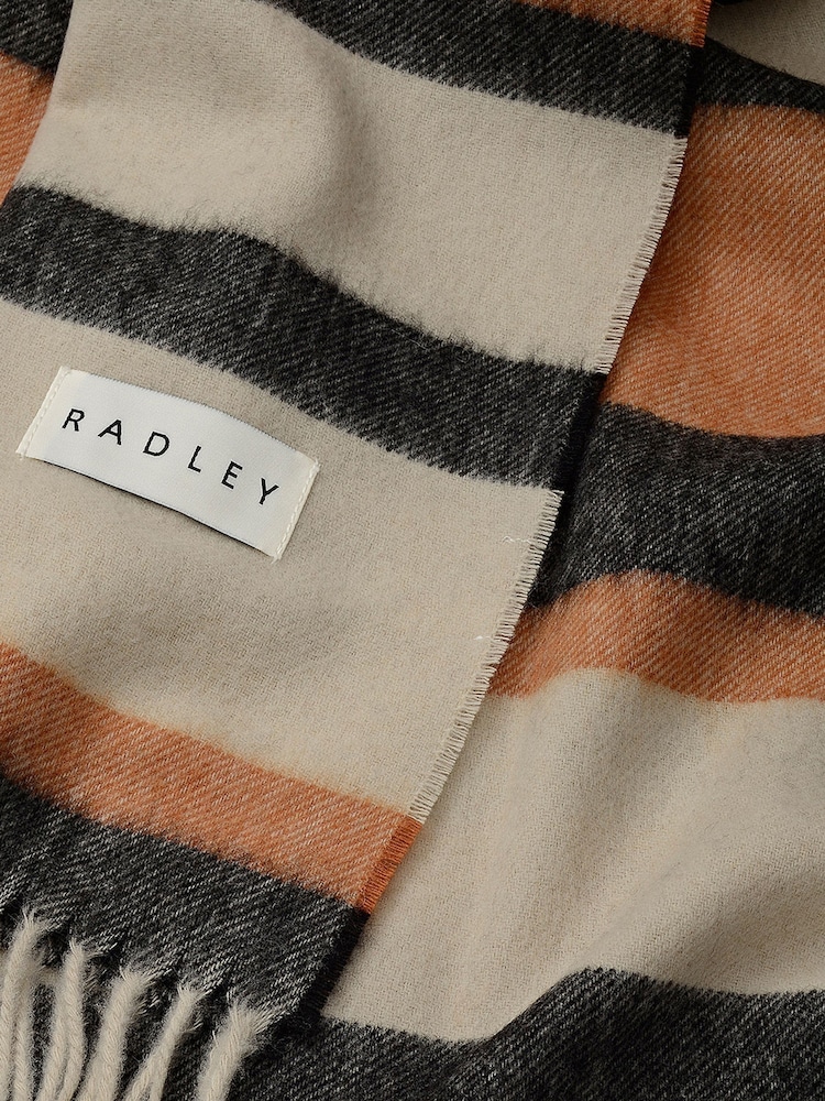 Radley Stripe White Scarf - صورة 2 من 2 Radley Stripe White Scarf - صورة 2 من 2