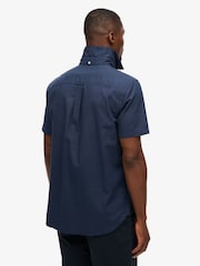Superdry Blue City Cotton Linen Short Sleeve Shirt - Image 2 of 4