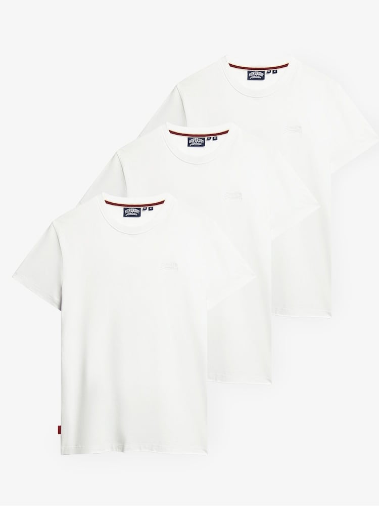 Superdry White Cotton Essential Logo T-Shirts 3 Pack - Image 1 of 3