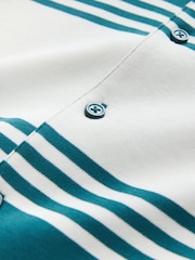 Albastru verzui Albastru/Ocru - Cămașă Jerseu cu nasturi și mânecă scurtă (3-16ani) - Imaginea 7 din 8