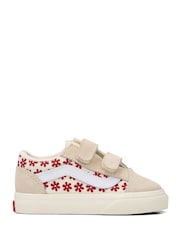 Crèmekleurig/rood - Vans Toddler Old Skool Trainers - Afbeelding 1 van 2