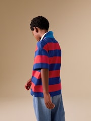 Red/Blue Relaxed Fit Stripe Short Sleeve Polo Shirt (3-16yrs) - Image 2 of 9