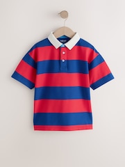 Red/Blue Relaxed Fit Stripe Short Sleeve Polo Shirt (3-16yrs) - Image 6 of 9
