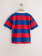 Red/Blue Relaxed Fit Stripe Short Sleeve Polo Shirt (3-16yrs) - Image 7 of 9