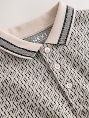 Neutral/Black Short Sleeve Jersey Polo Shirt (3-16yrs) - Image 3 of 4