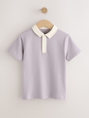 Violet mov mov - Tricou polo cu mânecă scurtă din jacquard (3-16ani) - Imaginea 1 din 4