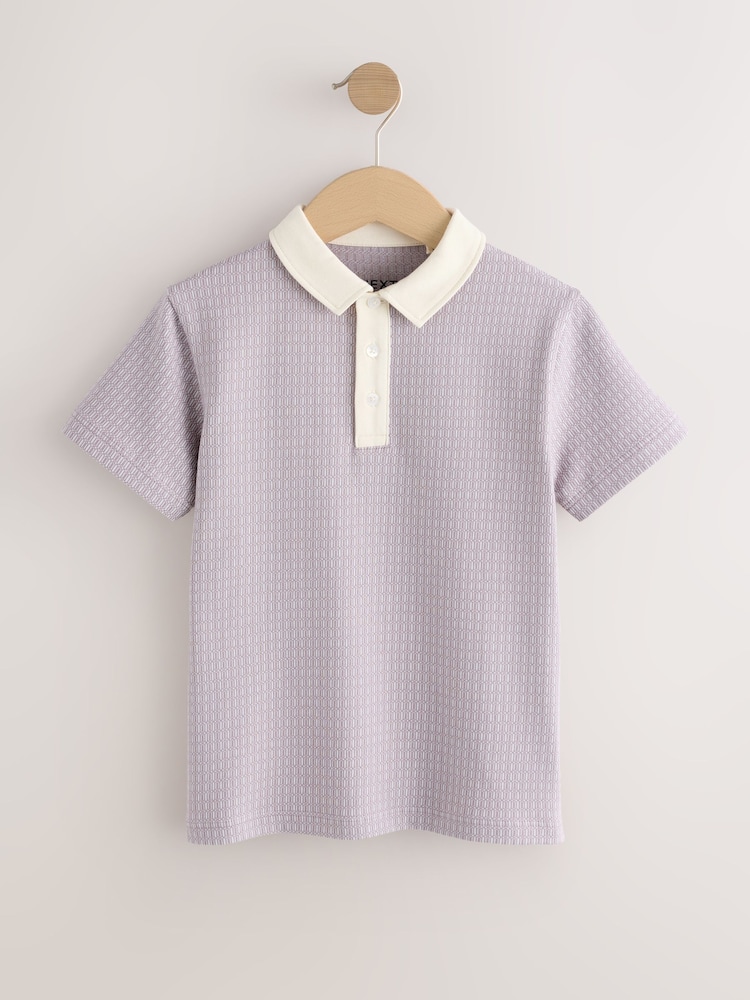 Violet mov mov - Tricou polo cu mânecă scurtă din jacquard (3-16ani) - Imaginea 1 din 4