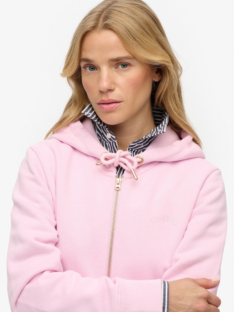 Superdry Pink Essential Logo Zip Hoodie - Image 5 of 5