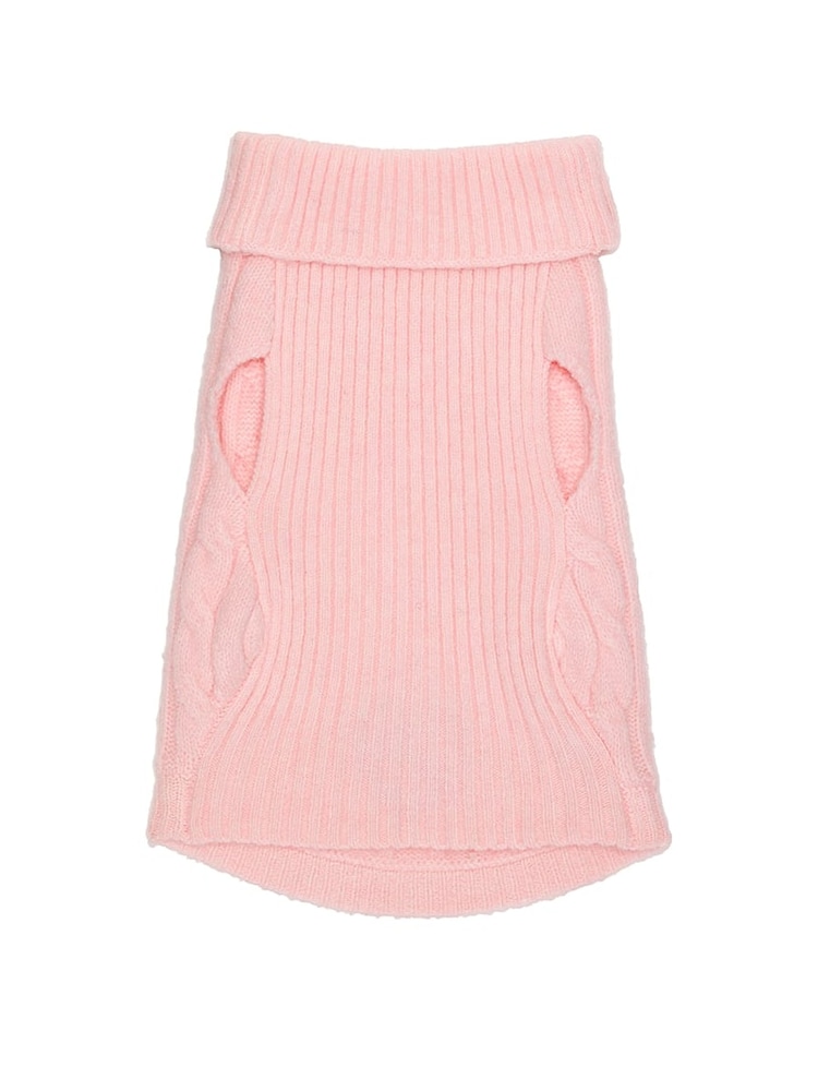 Victoria's Secret Pink Pink Tulip Cable Knit Pet Jumper - Image 2 of 2 Victoria's Secret Pink Pink Tulip Cable Knit Pet Jumper - Image 2 of 2