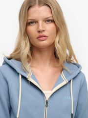 Superdry Blue Essential Logo Cropped Full Zip Hoodie - Image 5 of 7