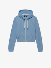 Superdry Blue Essential Logo Cropped Full Zip Hoodie - Image 6 of 7