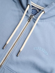 Superdry Blue Essential Logo Cropped Full Zip Hoodie - Image 7 of 7