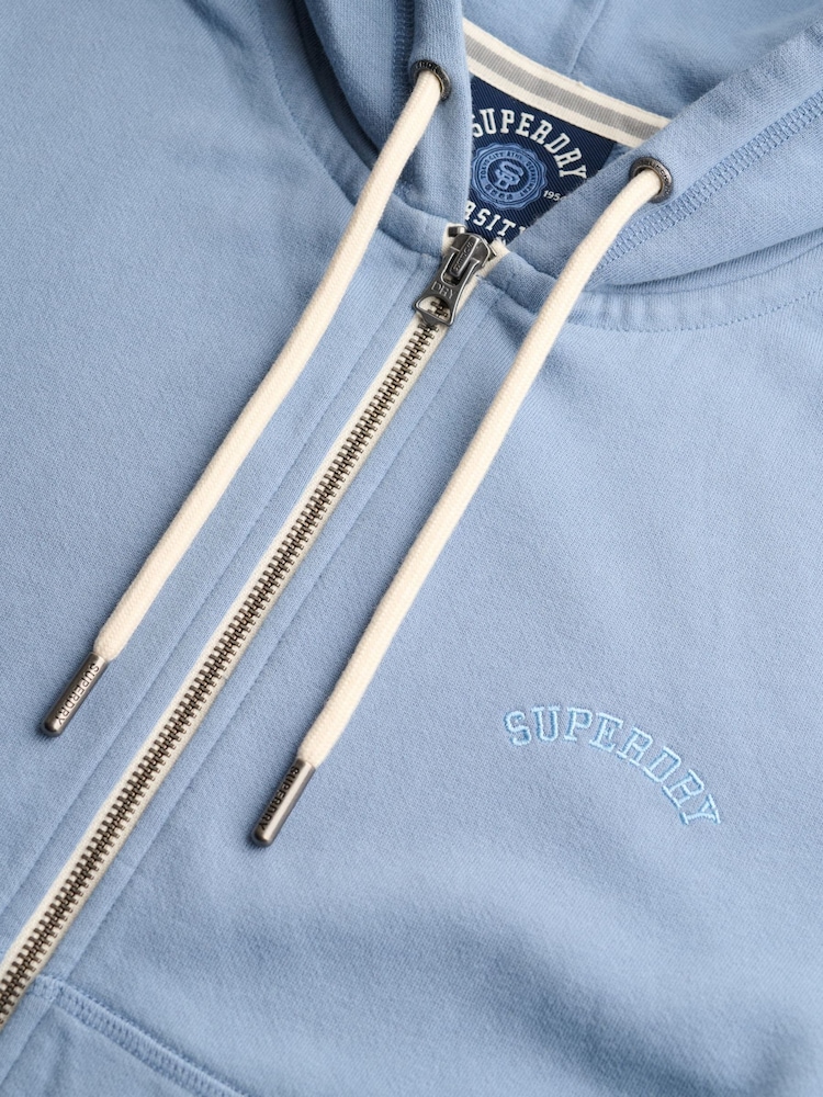 Superdry Blue Essential Logo Cropped Full Zip Hoodie - Image 7 of 7 Superdry Blue Essential Logo Cropped Full Zip Hoodie - Image 7 of 7