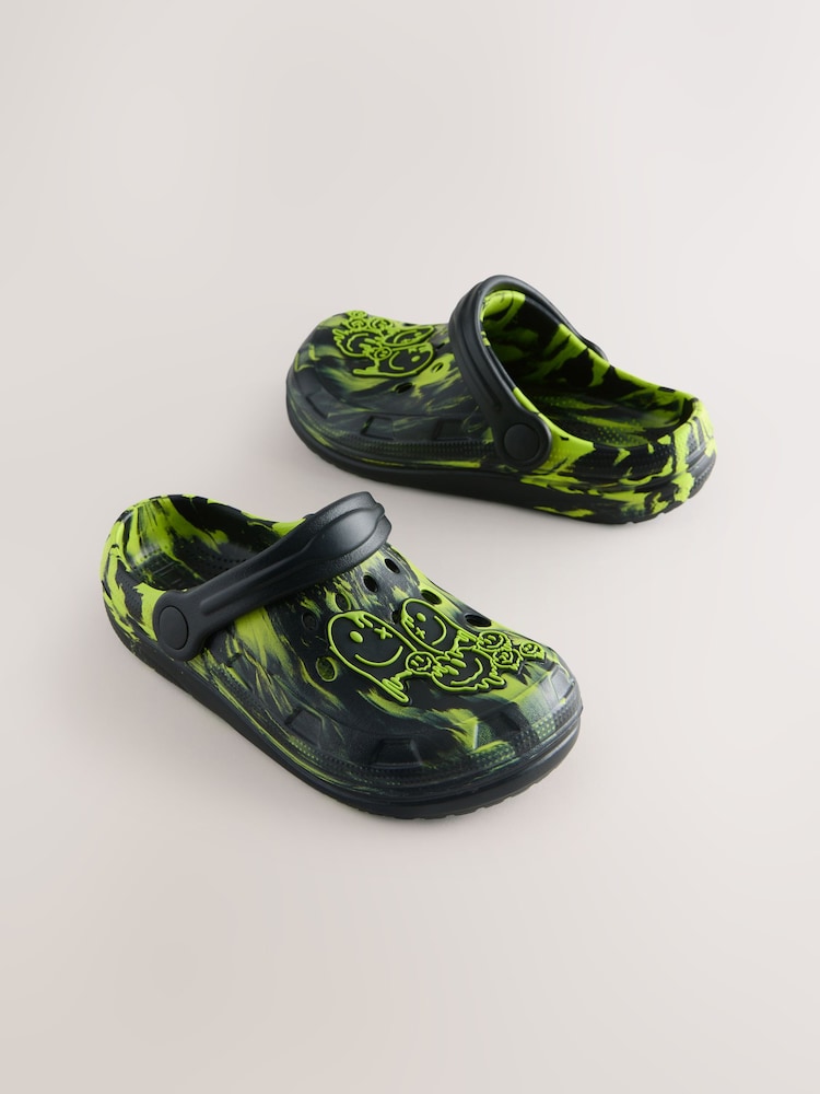 Black/Green Marble Clogs - Image 1 of 5