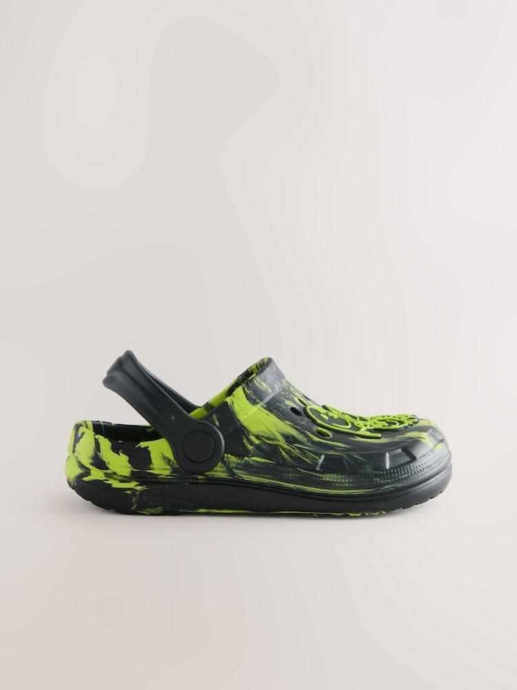 Black/Green Marble Clogs - Image 2 of 5