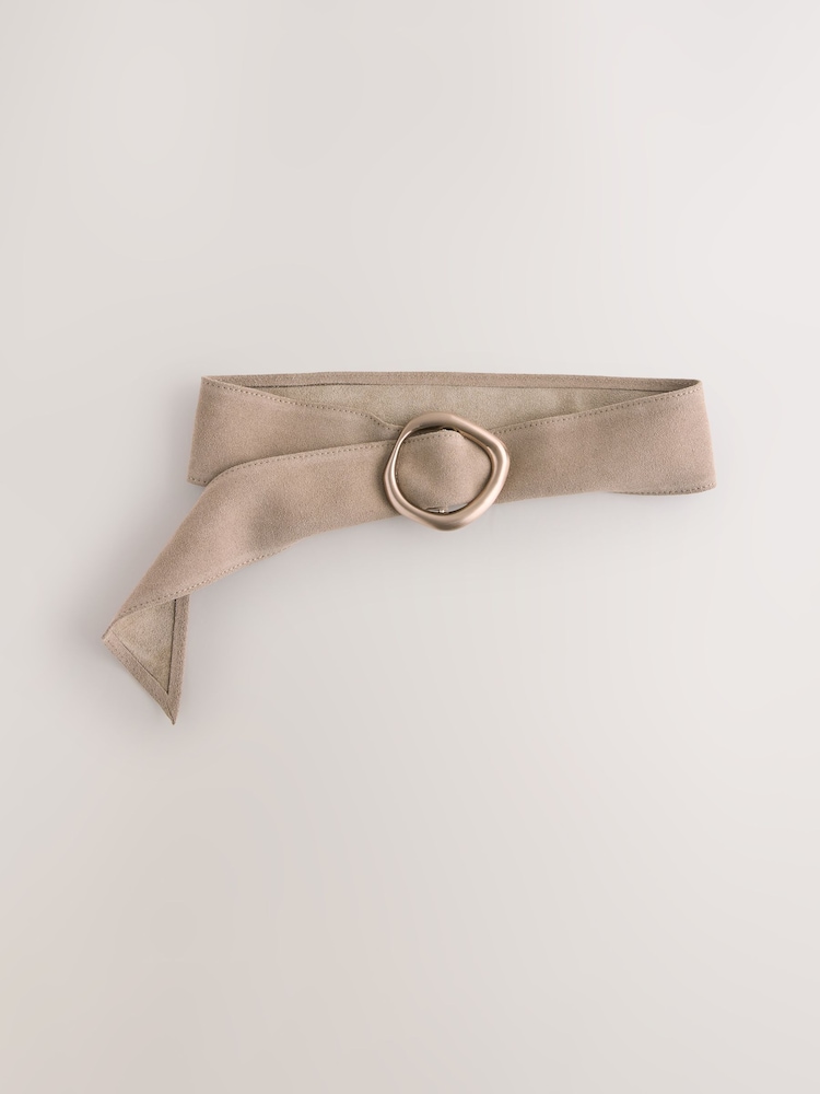 Taupe Brown Wide Leather Belt - Image 1 of 3