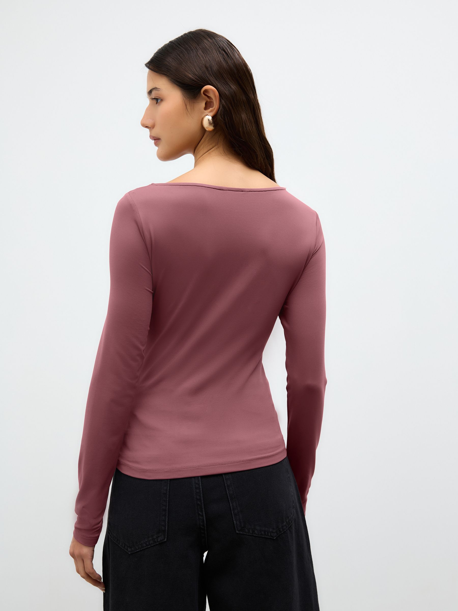 Buy Mauve Purple Soft Touch Nylon Asymmetric Hardware Long Sleeve