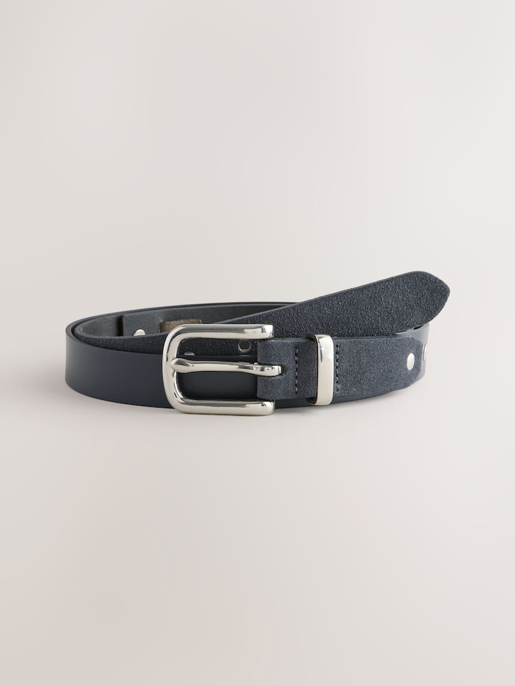 Navy Regular Leather Mix Belt - Image 1 of 3