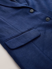 Navy Linen Rich Longline Sleeveless Blazer - Image 7 of 8