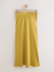 Olive Green Satin Midi Skirt - Image 1 of 3
