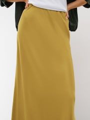 Olive Green Satin Midi Skirt - Image 5 of 8