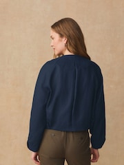 Marine - Blouson aviateur sans col en lin - Image 3 de 7