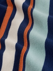 Navy Blue Knitted Button Neck Polo Shirt (3-16yrs) - Image 4 of 5