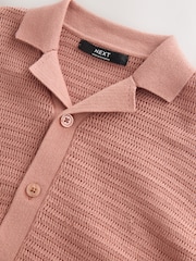 Dusky Pink Palm Embroidered Knitted Polo Shirt (3-16yrs) - Image 4 of 4