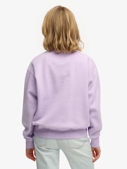 Superdry Purple Varsity Satin Applique Crew Neck Sweat Tops - Image 2 of 6