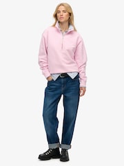 Superdry Pink Essential Logo Embroidery Half Zip Sweat Top - Image 3 of 5