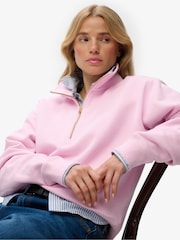 Superdry Pink Essential Logo Embroidery Half Zip Sweat Top - Image 4 of 5