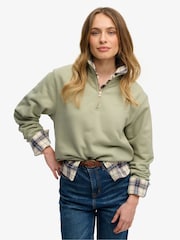 Superdry Green Essential Logo Embroidery Half Zip Sweatshirt - Image 1 of 7