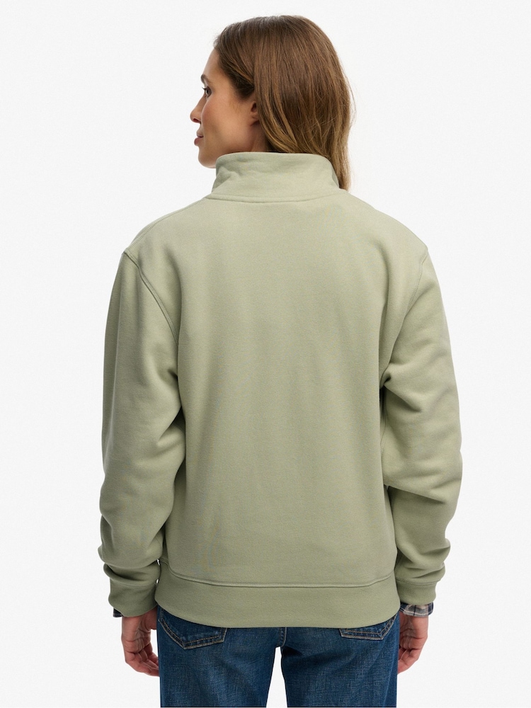 Superdry Green Essential Logo Embroidery Half Zip Sweatshirt - Image 2 of 7