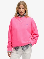 Superdry Pink Studios Relaxed Crew Neck Sweat Top - Image 1 of 8