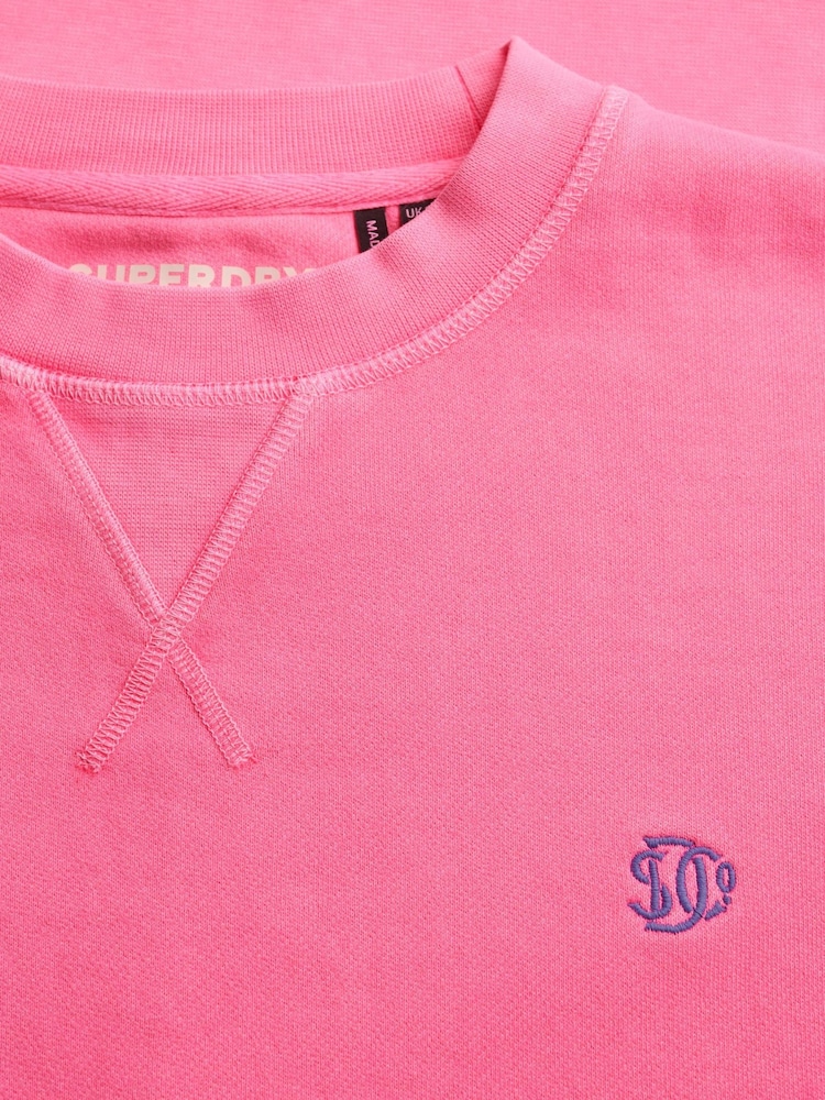 Superdry Pink Studios Relaxed Crew Neck Sweat Top - Image 8 of 8
