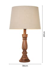 BHS Natural Henlock Wooden Table Lamp with Shade - Image 4 of 6