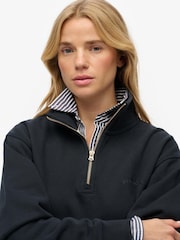 Superdry Blue Essential Logo Embroidery Half Zip Sweat Top - Image 4 of 5