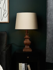 BHS Natural Henlock Wooden Table Lamp with Shade - Image 1 of 6