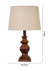 BHS Natural Henlock Wooden Table Lamp with Shade - Image 4 of 6