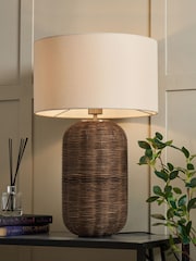 BHS Natural Garvey Large Rattan Table Lamp - Image 1 of 6